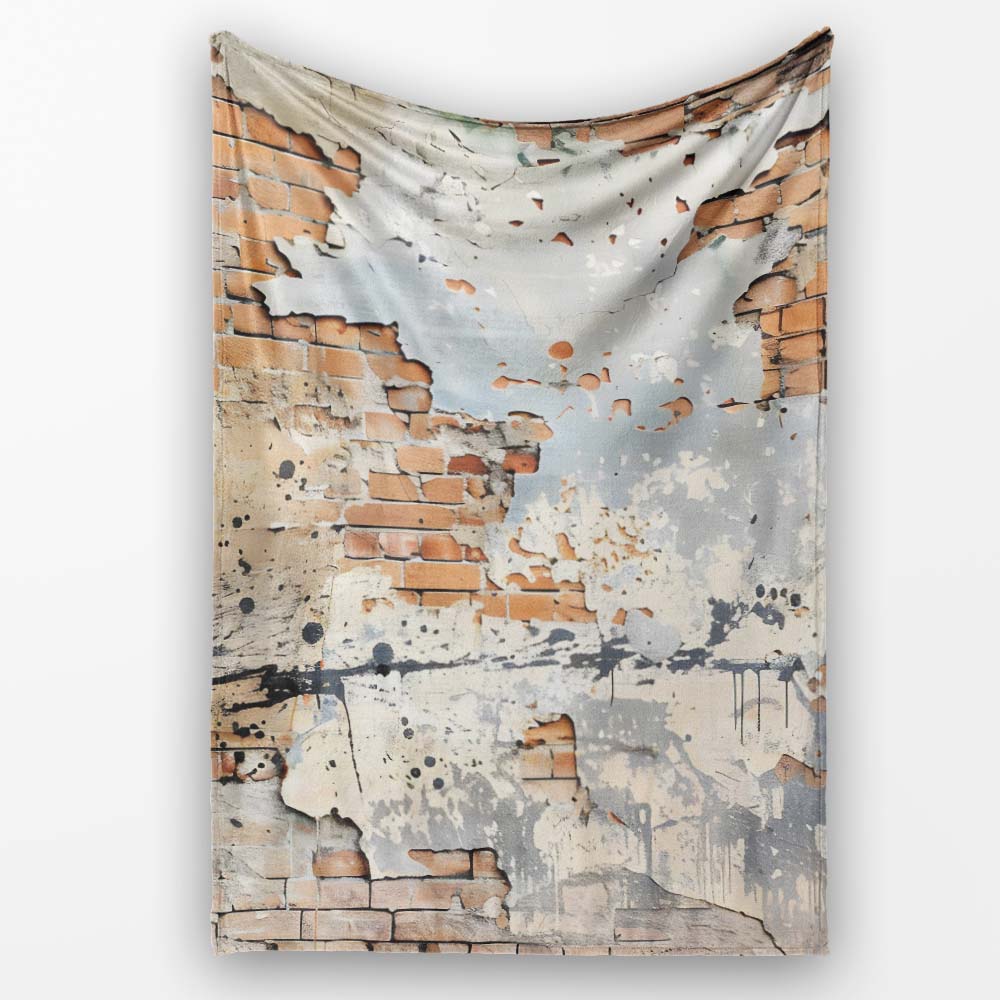 Child Walking Across Exposed Brick Graffiti, Bedroom Living Room Accent, Unique Artistic Design - Super Soft Fleece Blanket Bed Sofa Throw