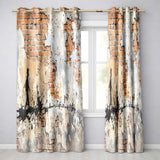 Child Walking Across Exposed Brick Graffiti Unique Stylish Artwork for Home Decor Readymade Eyelet Ring Top Thermal 100% Blackout Curtains