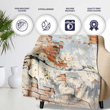 Child Walking Across Exposed Brick Graffiti, Bedroom Living Room Accent, Unique Artistic Design - Super Soft Fleece Blanket Bed Sofa Throw