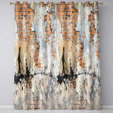 Child Walking Across Exposed Brick Graffiti Unique Stylish Artwork for Home Decor Readymade Eyelet Ring Top Thermal 100% Blackout Curtains