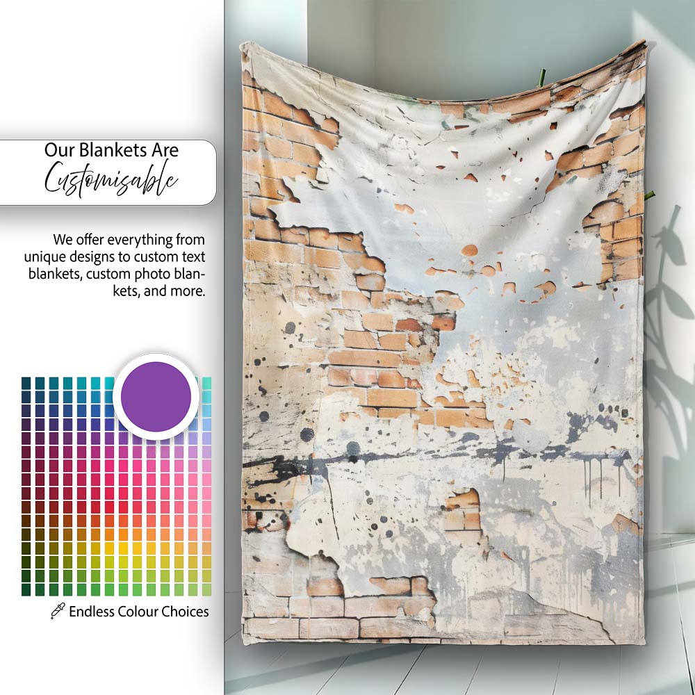 Child Walking Across Exposed Brick Graffiti, Bedroom Living Room Accent, Unique Artistic Design - Super Soft Fleece Blanket Bed Sofa Throw