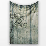 Bare Tree and Flying Bird Grey Grunge, Bedroom Living Room Accent, Thoughtful Housewarming Gift - Super Soft Fleece Blanket Bed Sofa Throw