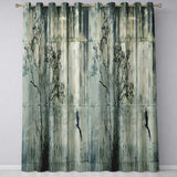Bare Tree and Flying Bird Grey Grunge Vibrant Unique Design for Modern Home Decor Readymade Eyelet Ring Top Thermal 100% Blackout Curtains