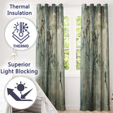 Bare Tree and Flying Bird Grey Grunge Vibrant Unique Design for Modern Home Decor Readymade Eyelet Ring Top Thermal 100% Blackout Curtains