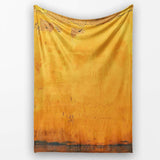 Lonely Boy Silhouette on Golden Grunge Wall, Bedroom Living Room Accent, Unique Artistic Design - Super Soft Fleece Blanket Bed Sofa Throw
