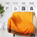 Lonely Boy Silhouette on Golden Grunge Wall, Bedroom Living Room Accent, Unique Artistic Design - Super Soft Fleece Blanket Bed Sofa Throw