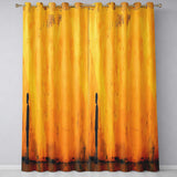 Lonely Boy Silhouette on Golden Grunge Wall Stylish Modern Artwork for Home Decor Readymade Eyelet Ring Top Thermal 100% Blackout Curtains