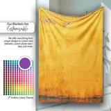 Lonely Boy Silhouette on Golden Grunge Wall, Bedroom Living Room Accent, Unique Artistic Design - Super Soft Fleece Blanket Bed Sofa Throw