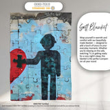 Puzzle Heart Missing Piece Street Art, Bedroom Living Room Accent, Thoughtful Housewarming Gift - Super Soft Fleece Blanket Bed Sofa Throw