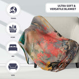 Thoughtful Boy Against Colourful Abstract Graffiti, All Season Comfort, Stylish Room Decoration - Super Soft Fleece Blanket Bed Sofa Throw