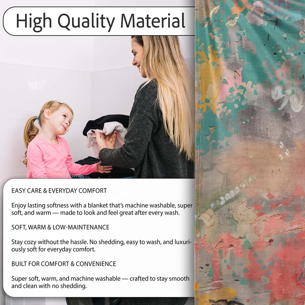 Thoughtful Boy Against Colourful Abstract Graffiti, All Season Comfort, Stylish Room Decoration - Super Soft Fleece Blanket Bed Sofa Throw