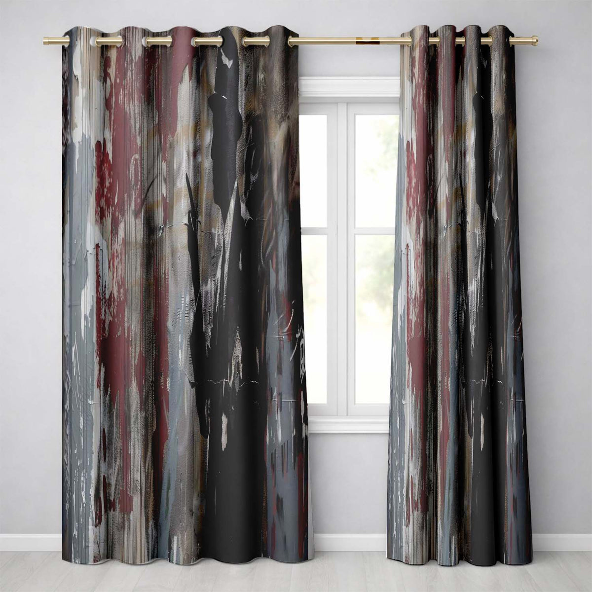 Mysterious Gentleman Silhouette Urban Graffiti Modern Bold Artwork for Home Decor Readymade Eyelet Ring Top Thermal 100% Blackout Curtains