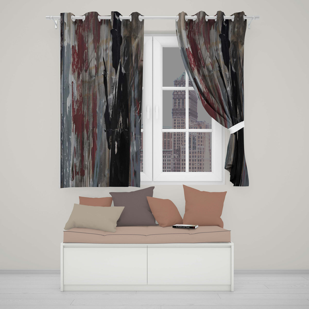 Mysterious Gentleman Silhouette Urban Graffiti Modern Bold Artwork for Home Decor Readymade Eyelet Ring Top Thermal 100% Blackout Curtains