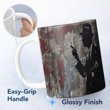 Mysterious Gentleman Silhouette Urban Graffiti 11oz Ceramic Coffee Tea Mug White Large Handle