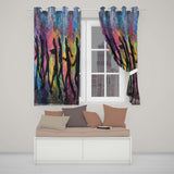 Running Crowd Silhouette Colour Splash Graffiti Elegant Artwork for Bedroom Decor Readymade Eyelet Ring Top Thermal 100% Blackout Curtains