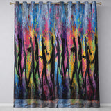 Running Crowd Silhouette Colour Splash Graffiti Elegant Artwork for Bedroom Decor Readymade Eyelet Ring Top Thermal 100% Blackout Curtains