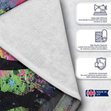 Running Crowd Silhouette Colour Splash Graffiti, Bedroom Living Room Accent, All Season Comfort - Super Soft Fleece Blanket Bed Sofa Throw
