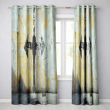 Lone Figure with Direction Arrow Street Art Modern Vibrant Artwork for Home Decor Readymade Eyelet Ring Top Thermal 100% Blackout Curtains