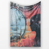 Cosmic Mind Female Silhouette Mirror Reflection, Bedroom Living Room Accent, All Season Comfort - Super Soft Fleece Blanket Bed Sofa Throw