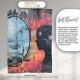 Cosmic Mind Female Silhouette Mirror Reflection, Bedroom Living Room Accent, All Season Comfort - Super Soft Fleece Blanket Bed Sofa Throw