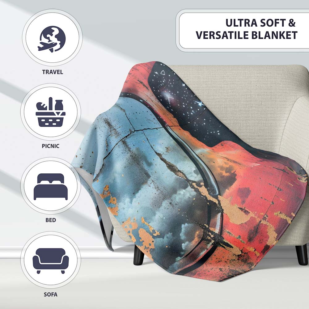 Cosmic Mind Female Silhouette Mirror Reflection, Bedroom Living Room Accent, All Season Comfort - Super Soft Fleece Blanket Bed Sofa Throw