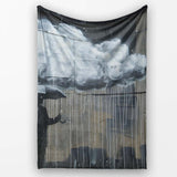 Cloud Over Umbrella Street Art, Cozy Home Decor, Bedroom Living Room Accent, All Season Comfort - Super Soft Fleece Blanket Bed Sofa Throw