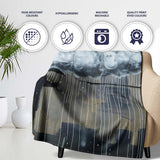 Cloud Over Umbrella Street Art, Cozy Home Decor, Bedroom Living Room Accent, All Season Comfort - Super Soft Fleece Blanket Bed Sofa Throw