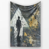 Silhouette Figure Inside White Arrow Graffiti, All Season Comfort, Thoughtful Housewarming Gift - Super Soft Fleece Blanket Bed Sofa Throw