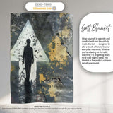 Silhouette Figure Inside White Arrow Graffiti, All Season Comfort, Thoughtful Housewarming Gift - Super Soft Fleece Blanket Bed Sofa Throw