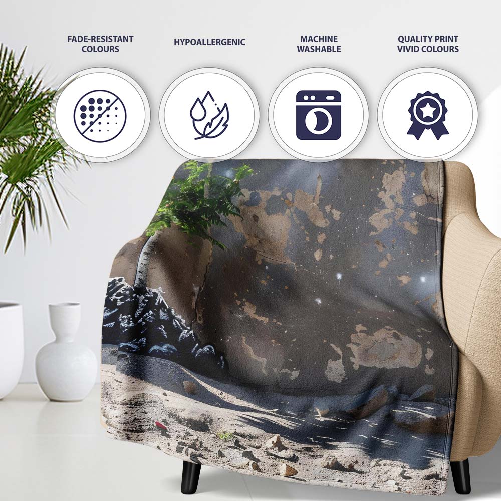 Astronaut Planting Tree Urban Street Art, Bedroom Living Room Accent, Gift for Adults and Teens - Super Soft Fleece Blanket Bed Sofa Throw