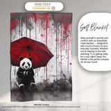 Panda Holding Red Umbrella Graffiti, Cozy Home Decor, Lightweight Warm Gift, All Season Comfort - Super Soft Fleece Blanket Bed Sofa Throw