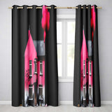 Pink Smoke House Contemporary Street Art Decorative Artwork for Living Room Decor Readymade Eyelet Ring Top Thermal 100% Blackout Curtains