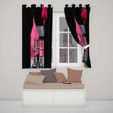 Pink Smoke House Contemporary Street Art Decorative Artwork for Living Room Decor Readymade Eyelet Ring Top Thermal 100% Blackout Curtains