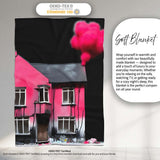 Pink Smoke House Contemporary Street Art, Bedroom Living Room Accent, Gift for Adults and Teens - Super Soft Fleece Blanket Bed Sofa Throw