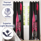 Pink Smoke House Contemporary Street Art Decorative Artwork for Living Room Decor Readymade Eyelet Ring Top Thermal 100% Blackout Curtains