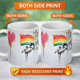Watercolour Heart Rainbow Protest Street Art 11oz Ceramic Coffee Tea Mug White Large Handle