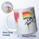 Watercolour Heart Rainbow Protest Street Art 11oz Ceramic Coffee Tea Mug White Large Handle