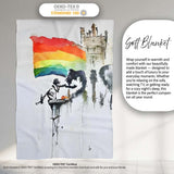 Watercolour Heart Rainbow Protest Street Art, Comfortable Everyday Use, Stylish Room Decoration - Super Soft Fleece Blanket Bed Sofa Throw