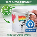 Watercolour Heart Rainbow Protest Street Art 11oz Ceramic Coffee Tea Mug White Large Handle