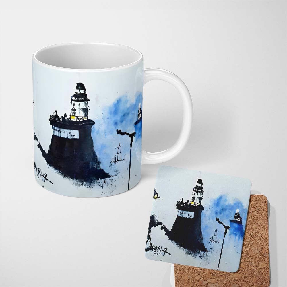 Watercolour Lighthouse Coastal Street Art 11oz Ceramic Coffee Tea Mug White Large Handle