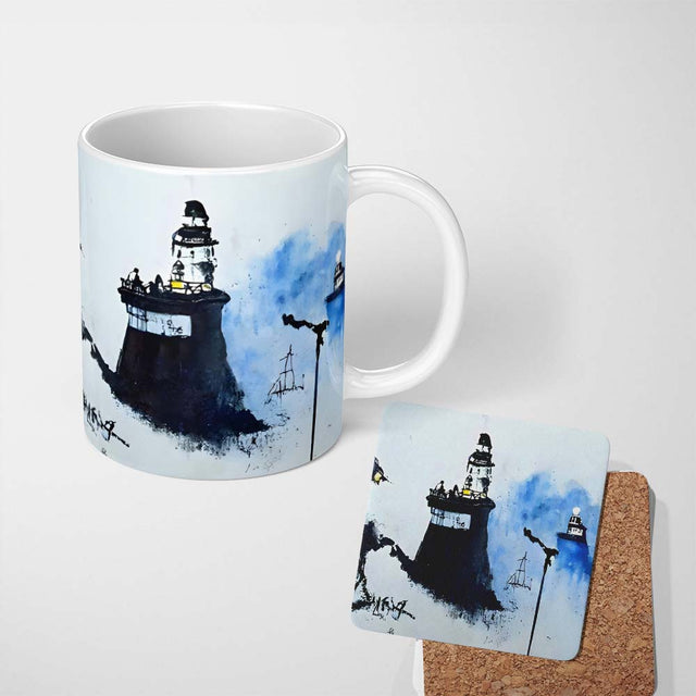 Watercolour Lighthouse Coastal Street Art 11oz Ceramic Coffee Tea Mug White Large Handle