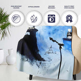Watercolour Lighthouse Coastal Street Art, Bedroom Living Room Accent, Comfortable Everyday Use - Super Soft Fleece Blanket Bed Sofa Throw