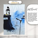 Watercolour Lighthouse Coastal Street Art, Bedroom Living Room Accent, Comfortable Everyday Use - Super Soft Fleece Blanket Bed Sofa Throw