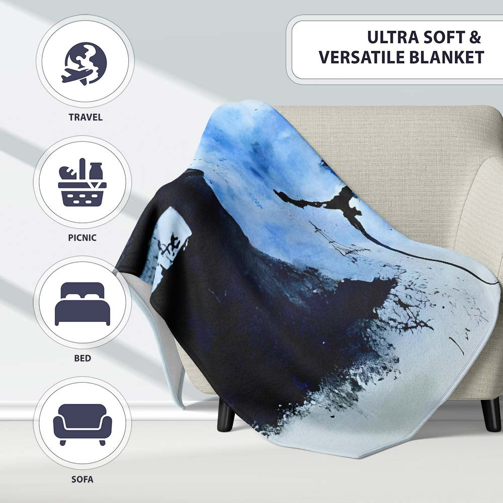 Watercolour Lighthouse Coastal Street Art, Bedroom Living Room Accent, Comfortable Everyday Use - Super Soft Fleece Blanket Bed Sofa Throw
