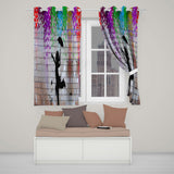 Dancing Girl with Umbrella Colour Splash Modern Expressive Artwork for Home Decor Readymade Eyelet Ring Top Thermal 100% Blackout Curtains