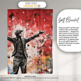 Man with Open Arms Love Graffiti, Cozy Home Decor, All Season Comfort, Comfortable Everyday Use - Super Soft Fleece Blanket Bed Sofa Throw