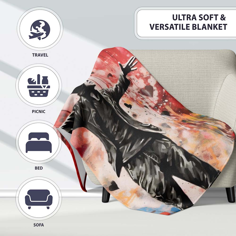Man with Open Arms Love Graffiti, Cozy Home Decor, All Season Comfort, Comfortable Everyday Use - Super Soft Fleece Blanket Bed Sofa Throw