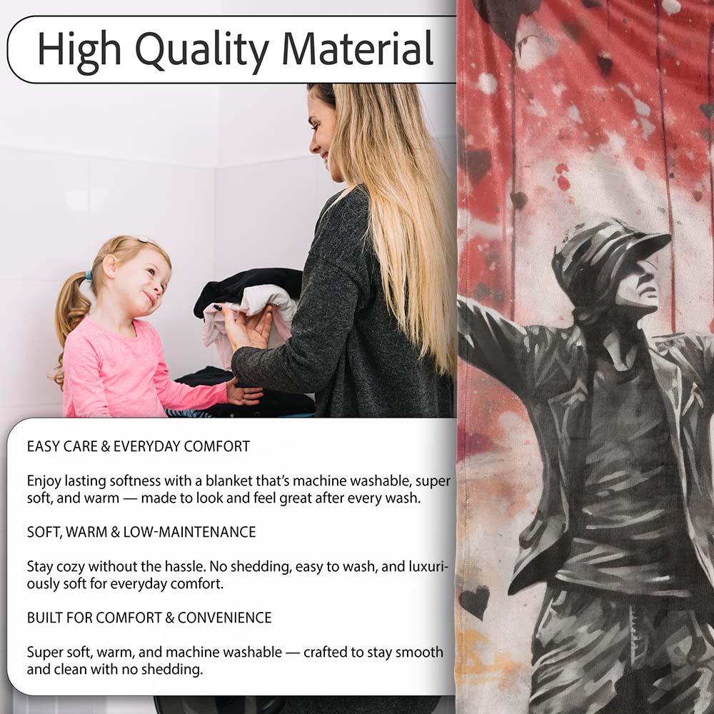 Man with Open Arms Love Graffiti, Cozy Home Decor, All Season Comfort, Comfortable Everyday Use - Super Soft Fleece Blanket Bed Sofa Throw