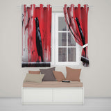 Black Crow on Red Graffiti Wall Contemporary Stylish Design for Modern Home Decor Readymade Eyelet Ring Top Thermal 100% Blackout Curtains