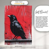 Black Crow on Red Graffiti Wall, Cozy Home Decor, All Season Comfort, Gift for Adults and Teens - Super Soft Fleece Blanket Bed Sofa Throw